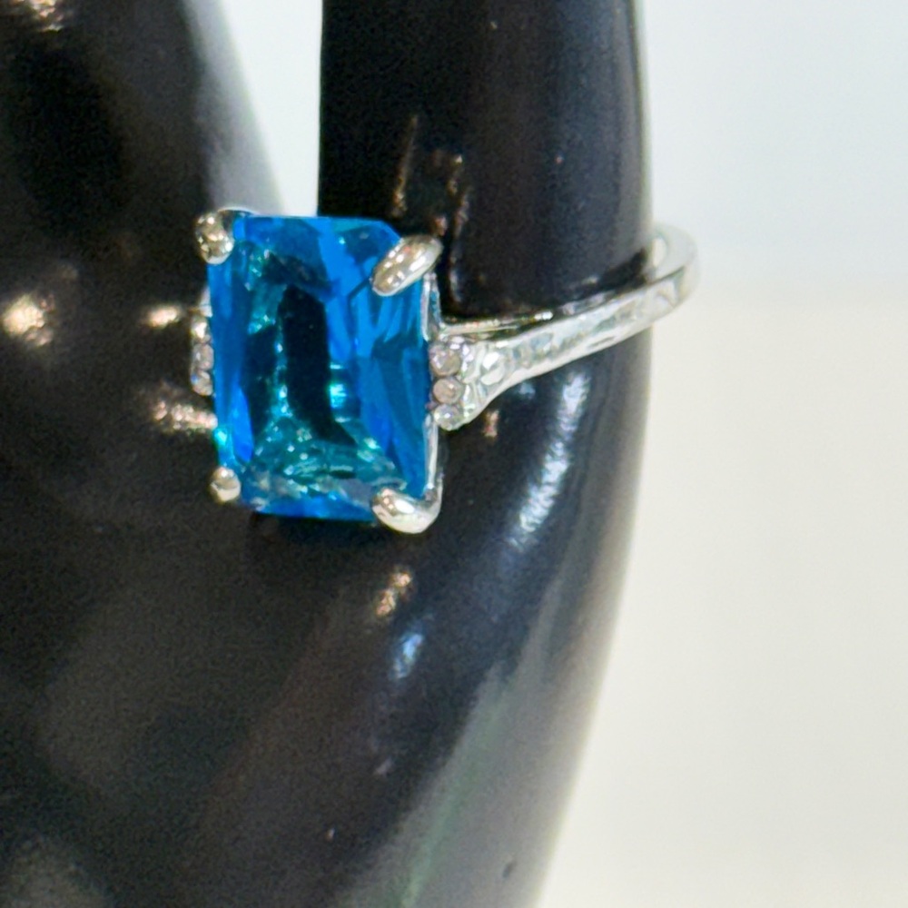 Bold Blue Cushion-Cut Statement Ring Size 10 - image 1